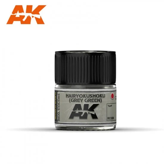 AK Interactive RC328 Real Colours Aircraft Acrylic Lacquer Paint - Hairyokushoku (Grey-Green) (10ml)