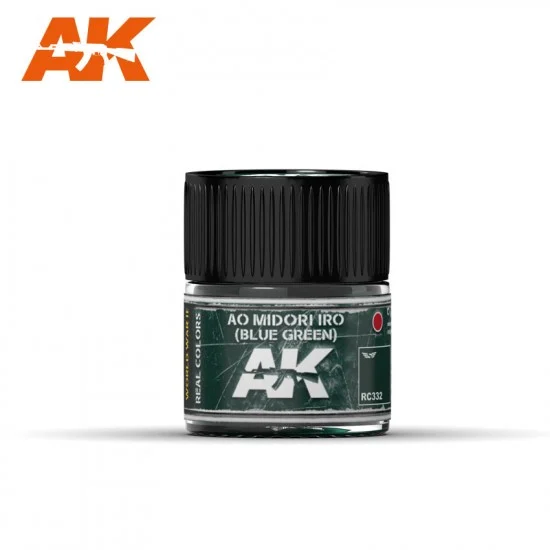 AK Interactive RC332 Real Colours Aircraft Acrylic Lacquer Paint - Ao Midori Iro (Blue-Green) (10ml)