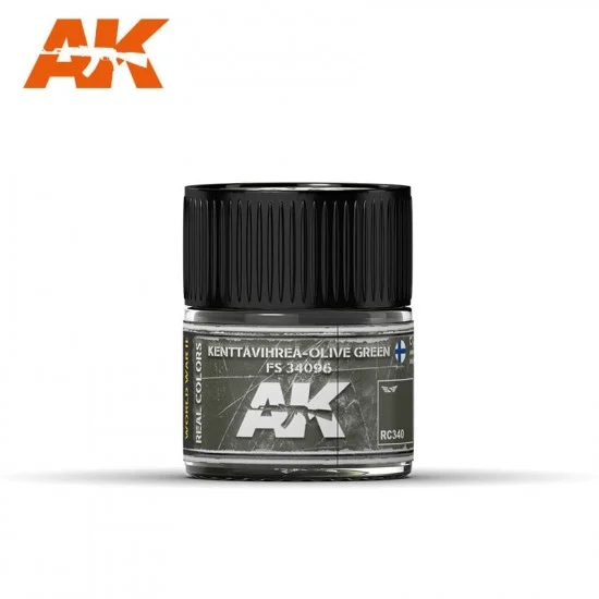 AK Interactive RC340 Real Colours Series Acrylic Lacquer Paint - Kenttavihrea Olive Green FS 34096 (10ml)