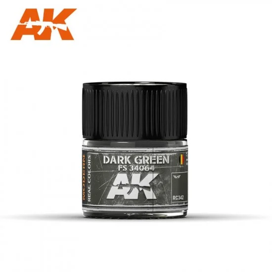 AK Interactive RC342 Real Colours Series Acrylic Lacquer Paint - Dark Green FS 34064 (10ml)
