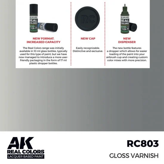 AK Interactive RC803 Real Colours Lacquer Based Paint - Standard #Gloss Varnish (17ml)