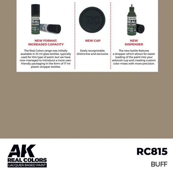 AK Interactive RC815 Real Colours Lacquer Based Paint - Standard #Buff (17ml)