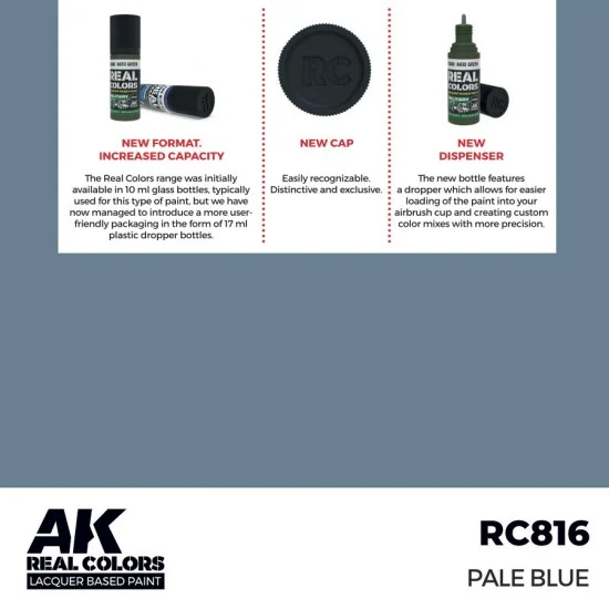 AK Interactive RC816 Real Colours Lacquer Based Paint - Standard #Pale Blue (17ml)