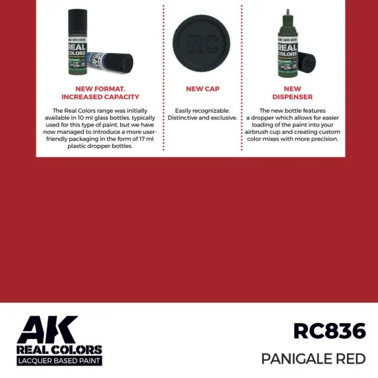 AK Interactive RC836 Real Colours Lacquer Based Paint - Civil #Panigale Red (17ml)