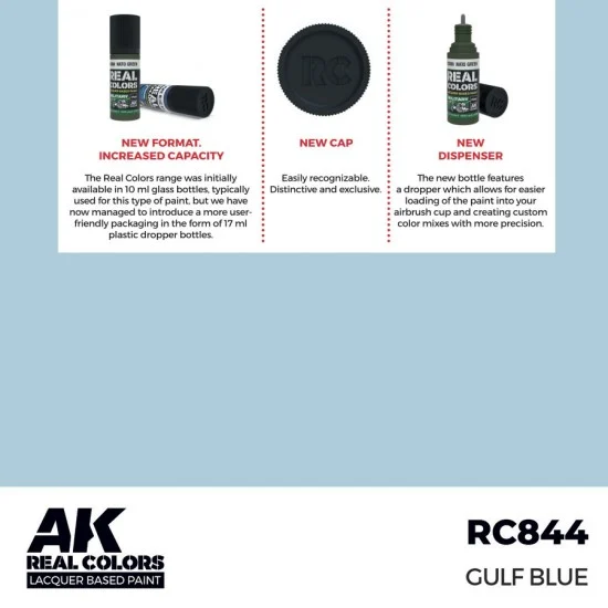 AK Interactive RC844 Real Colours Lacquer Based Paint - Civil #Gulf Blue (17ml)
