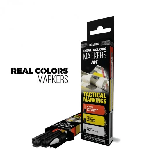 AK Interactive RCM106 Real Colours Markers - Tactical Markings (3 pens: RCM003, RCM004, RCM034)
