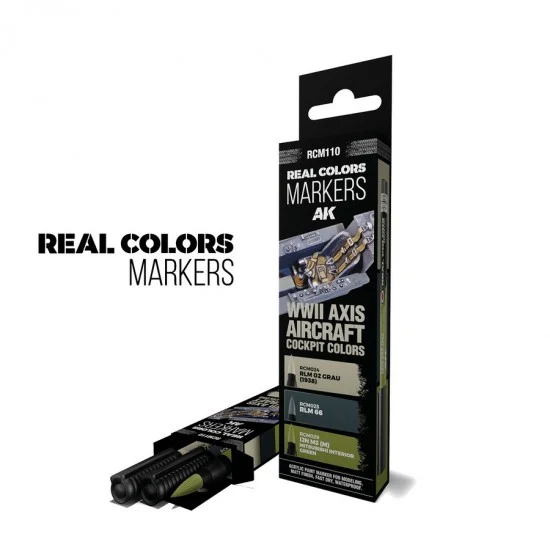 AK Interactive RCM110 Real Colours Markers - WWII Axis Aircraft Cockpit Colours (3 pens)