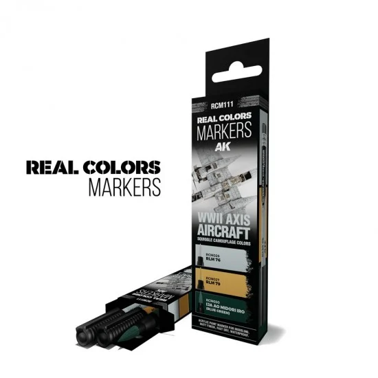 AK Interactive RCM111 Real Colours Markers - WWII Axis Aircraft Squiggle Camouflage Colours (3 pens)