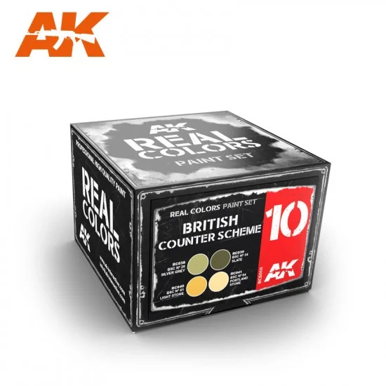 AK Interactive RCS010 Acrylic Lacquer Paints Set - British Counter Scheme (4 x 10ml)