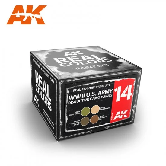 AK Interactive RCS014 Acrylic Lacquer Paints Set - WWII US Army Disruptive Camo Colours (4 x 10ml)