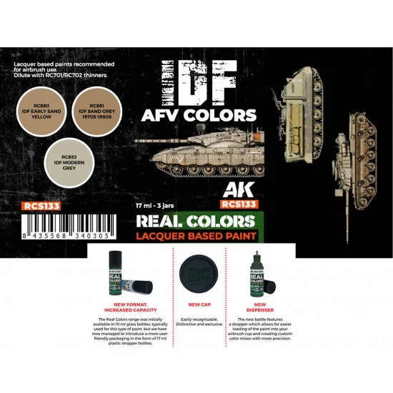 AK Interactive RCS133 Real Colours Lacquer Based Paints set - IDF AFV (3x 17ml)