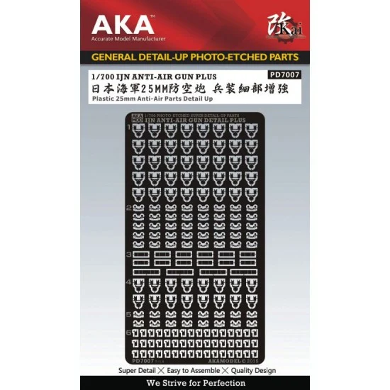 AKA PD7007 1/700 IJN 25mm Anti-air Gun Detail-up set for Pit-Road/Fujimi/Fine Mold kits