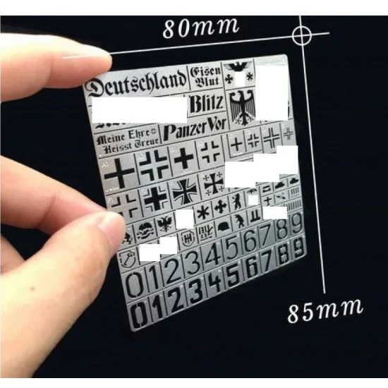 Alexen AJ0003 WWII German Stencil (Masking) for 1/32, 1/35 Scale Models (80x85mm) - Military Vehicles & Tanks
