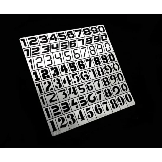 Alexen AJ0025 Number Template A Stencil (Masking) for 1/35, 1/100 Gundam/Scale Models (80x80mm) - Military Vehicles & Tanks
