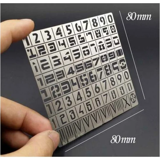 Alexen AJ0026 Number Template B Stencil (Masking) for 1/35, 1/100 Gundam/Scale Models (80x80mm) - Military Vehicles & Tanks
