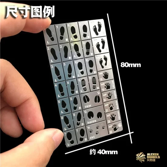 Alexen AJ0075 Handprint & Footprint Stencil (Masking) for 1/32, 1/35 Scale Models (80x40mm) - Military Vehicles & Tanks