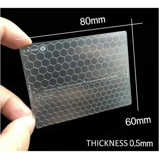 Alexen AJ0081 Hexagon Stencil (Masking, 2-sided) for 1/35, 1/100 Scale Models (80x60mm)