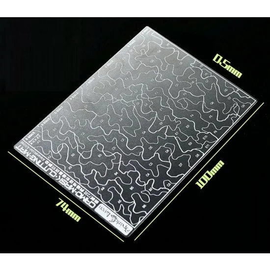 Alexen AJ0088 Mini Camo Stencil (Masking, 2-sided) for 1/72, 1/100 Scale Models (90x50mm)