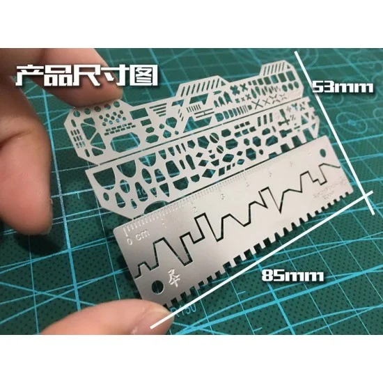 Alexen AJ0091 Scribing Ruler and Template for 1/100, 1/144 Scale Models - Hobby Tools & Supplies
