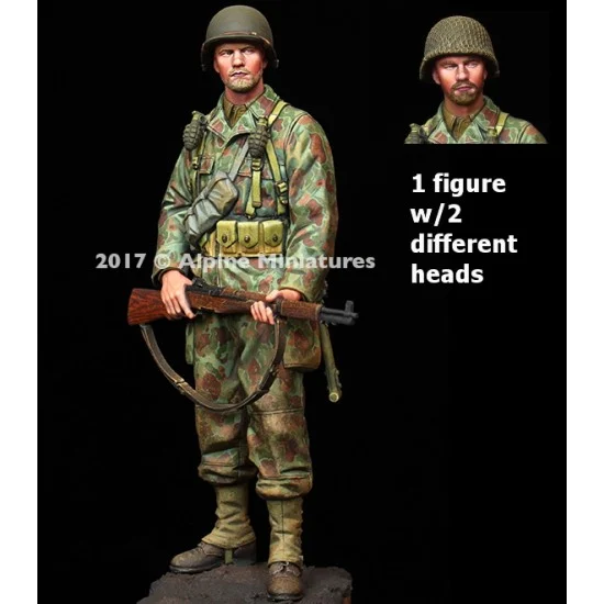 Alpine Miniatures 16037 1/16 US Armoured Infantry 2AD Normandy 1944 (1 figure w/2 different heads) - Model Figures