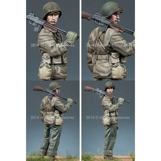 Alpine Miniatures 35169 1/35 WWII US BAR Gunner (1 Figure w/2 Different Heads) - Model Figures