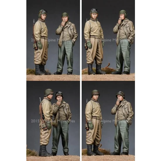 Alpine Miniatures 35192 1/35 US Tank Crew Set (2 Figures, Each w/2 Different Heads) - Model Figures