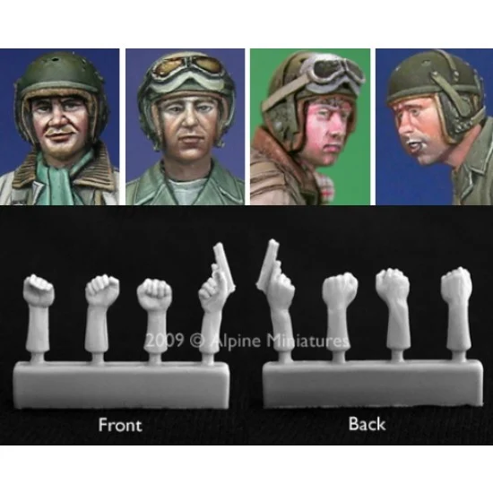 Alpine Miniatures H002 1/35 US Tanker Heads (4pcs) & Hands (4pcs) - Model Figures