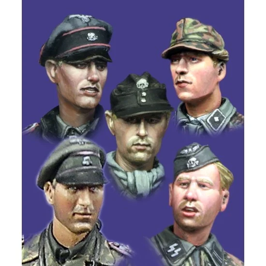 Alpine Miniatures H005 1/35 WSS Panzer Crew Heads Set (5pcs) #1 - Model Figures