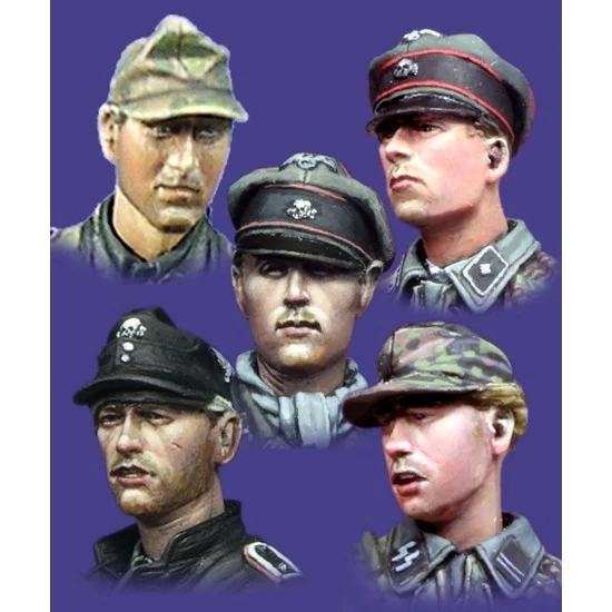 Alpine Miniatures H006 1/35 WSS Panzer Crew Heads Set (5pcs) #2 - Model Figures