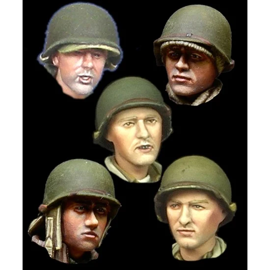 Alpine Miniatures H019 1/35 WWII US Infantry Heads Set (5pcs) - Model Figures