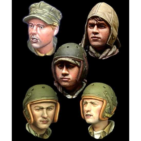 Alpine Miniatures H020 1/35 WWII US Tanker Heads Set (5pcs) - Model Figures