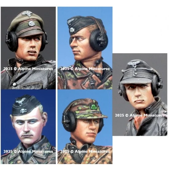 Alpine Miniatures H033 1/35 WSS Pz Crew Head Set #3 (5pcs) - Model Figures
