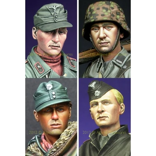 Alpine Miniatures H6001 1/16 German Heads Set (4pcs) #1 - Model Figures