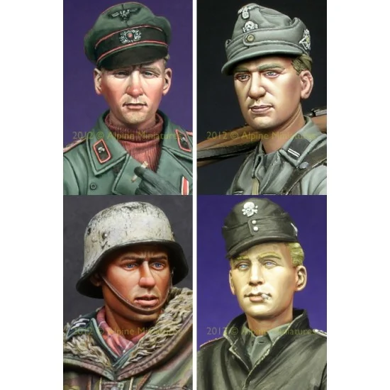Alpine Miniatures H6002 1/16 German Heads Set (4pcs) #2 - Model Figures