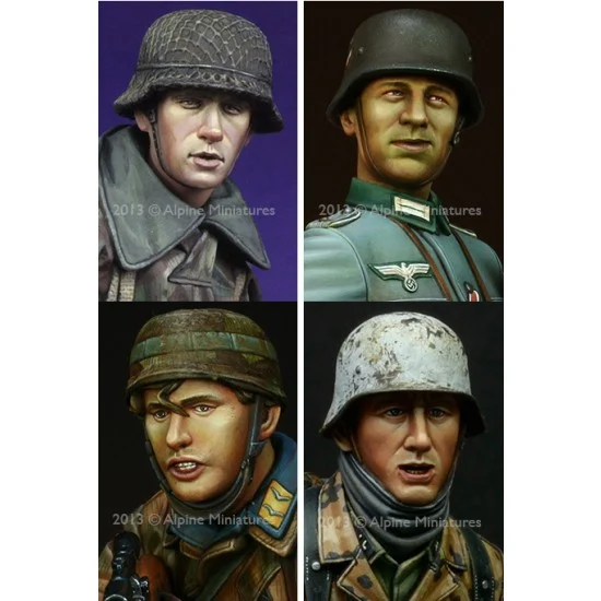 Alpine Miniatures H6003 1/16 German Heads Set #3 (4pcs) - Model Figures