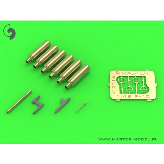 Master Models AM-48-137 1/48 Curtiss P-40 E-N Detail Set - Browning .50 Blast Tubes, Gunsight and Pitot Tube