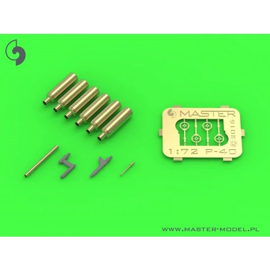 Master Models AM-72-124 1/72 Curtiss P-40 E-N Detail Set - Browning .50 Blast Tubes, Gunsight and Pitot Tube