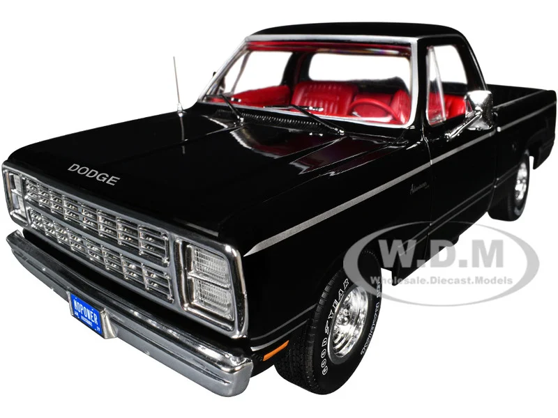 1979 Dodge Adventurer Sweptline Pickup Truck Black with Red Interior "American Muscle" Series 1/18 Diecast Model Car by Auto World - Dodge Models