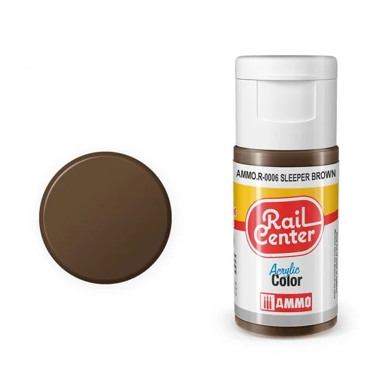 AMMO by Mig Jimenez R-0006 Acrylic Paint for Railway - Rail Center #Sleeper Brown (15ml jar)