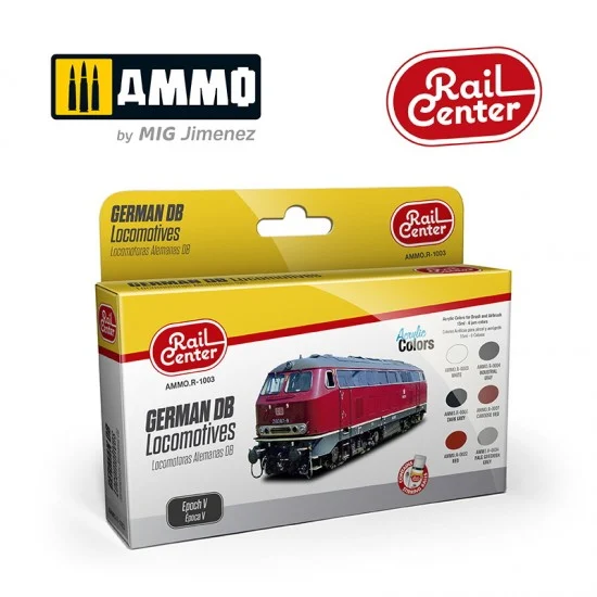 AMMO by Mig Jimenez R-1003 Rail Center Acrylic Colours Set - German DB Locomotives Epoch V (6x 15ml)