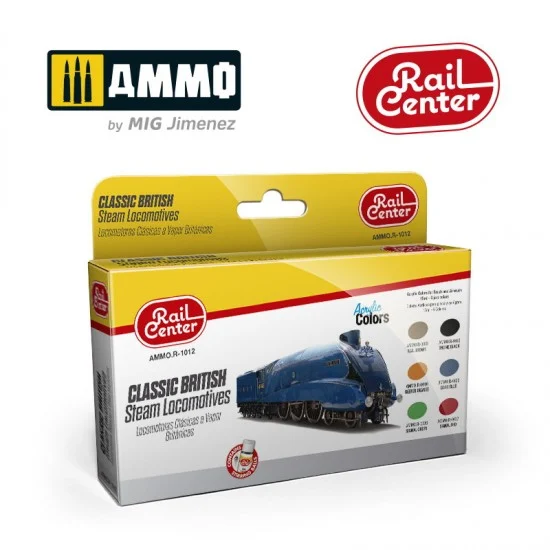 AMMO by Mig Jimenez R-1012 Rail Center Acrylic Colours Set - Classic British Steam Locomotives (6 jars, 15ml each)