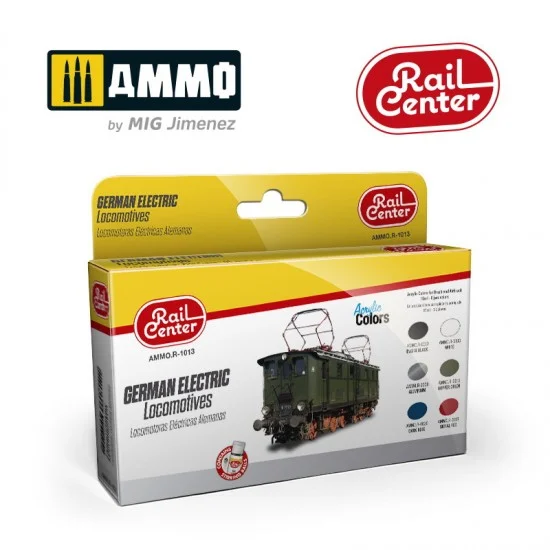 AMMO by Mig Jimenez R-1013 Rail Center Acrylic Colours Set - German Electric Locomotives (6 jars, 15ml each)