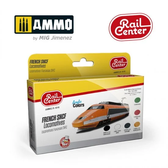 AMMO by Mig Jimenez R-1016 Rail Center Acrylic Colours Set - French SNCF Locomotives (6 jars, 15ml each)