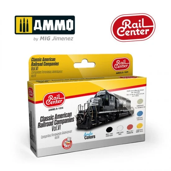 AMMO by Mig Jimenez R-1024 Classic American Railroad Companies #VI Norfolk Southern (6x15ml, acrylic paint)