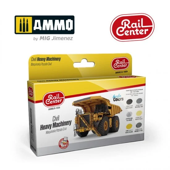 AMMO by Mig Jimenez R-1029 Acrylic Paints for Railway - Rail Center #Civil Heavy Machinery (6x 15ml)