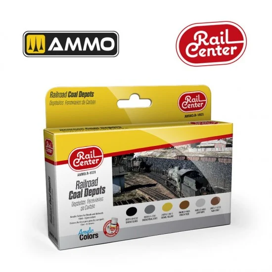 AMMO by Mig Jimenez R-1031 Acrylic Paints for Railway - Rail Center #Railroad Coal Depots (6x 15ml)