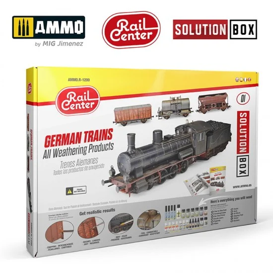 AMMO by Mig Jimenez R-1200 Ammo Rail Center Solution Box #01 - German Trains Weathering Products