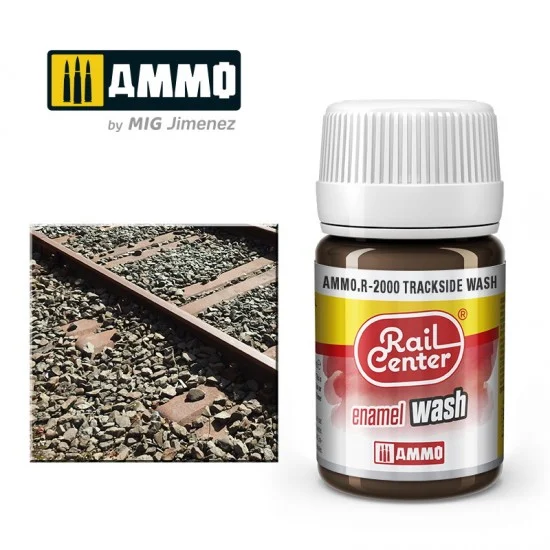 AMMO by Mig Jimenez R-2000 Enamel Wash for Railway - Rail Center #Trackside Wash (35ml)