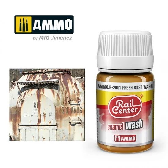 AMMO by Mig Jimenez R-2001 Enamel Wash for Railway - Rail Center #Fresh Rust Wash (35ml)