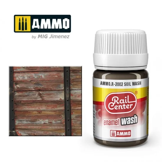 AMMO by Mig Jimenez R-2002 Enamel Wash for Railway - Rail Center #Soil Wash (35ml)